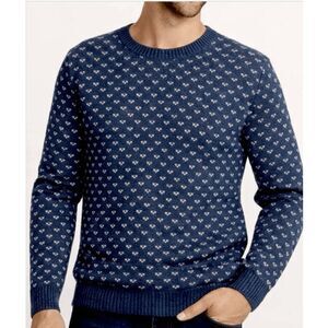 Marine Layer Nicholas Crewneck Birds Eye Jacquard Ski Sweater M Wool